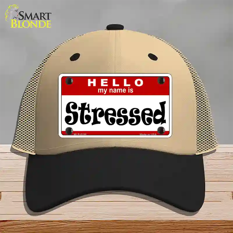 Stressed Novelty License Plate Hat Mesh / Khaki|Black