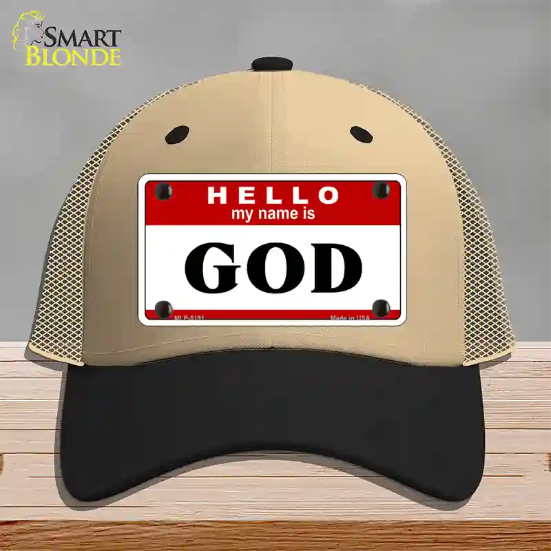 Name Is God Novelty License Plate Hat Mesh / Khaki|Black