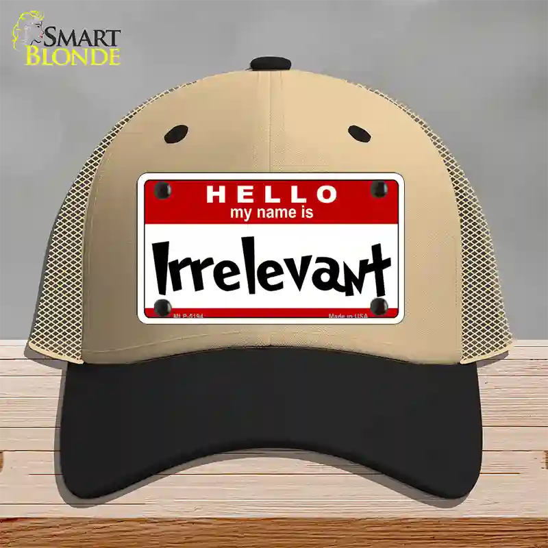 Irrelevant Novelty License Plate Hat Mesh / Khaki|Black