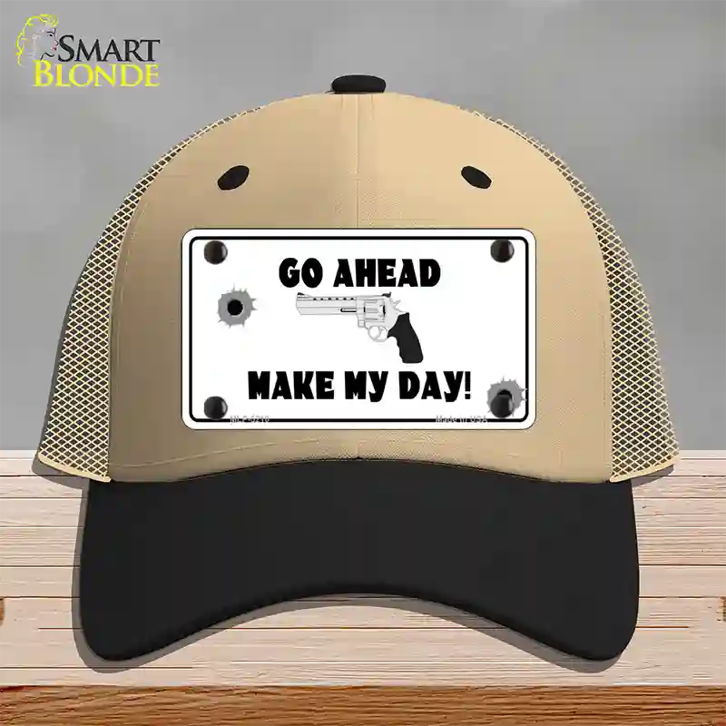 Go Ahead Make My Day Novelty License Plate Hat Mesh / Khaki|Black