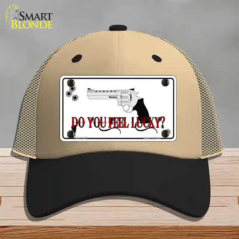 Do You Feel Lucky Novelty License Plate Hat Mesh / Khaki|Black