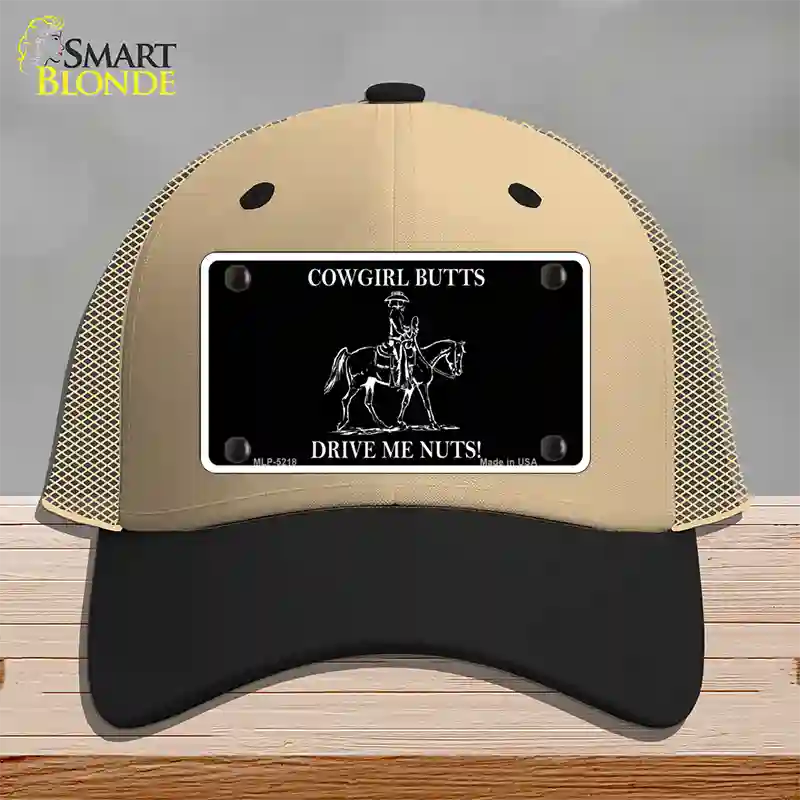 Cowgirl Butts Drive Me Nuts Novelty License Plate Hat Mesh / Khaki|Black