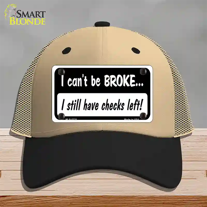 I Still Have Checks Left Novelty License Plate Hat Mesh / Khaki|Black