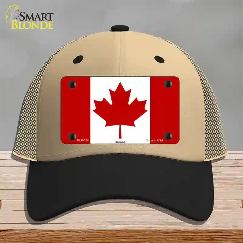 Canadian Flag Novelty License Plate Hat Mesh / Khaki|Black