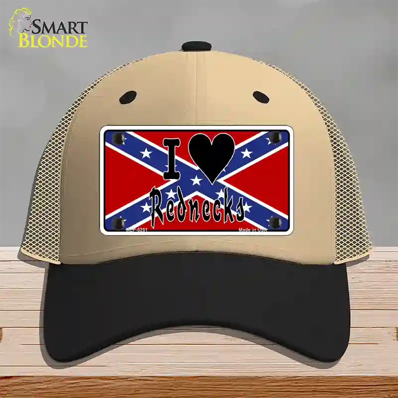 I Love Rednecks Novelty License Plate Hat Mesh / Khaki|Black