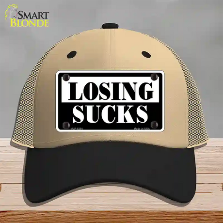 Losing Sucks Novelty License Plate Hat Mesh / Khaki|Black