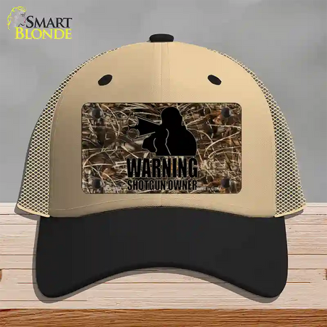 Warning Shotgun Owner Novelty License Plate Hat Mesh / Khaki|Black