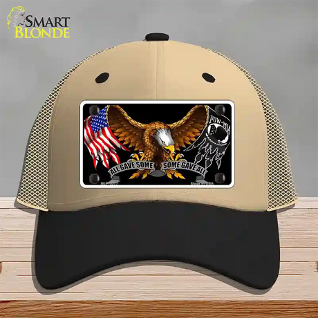 POW MIA All Gave Some Some Gave All Novelty License Plate Hat Mesh / Khaki|Black