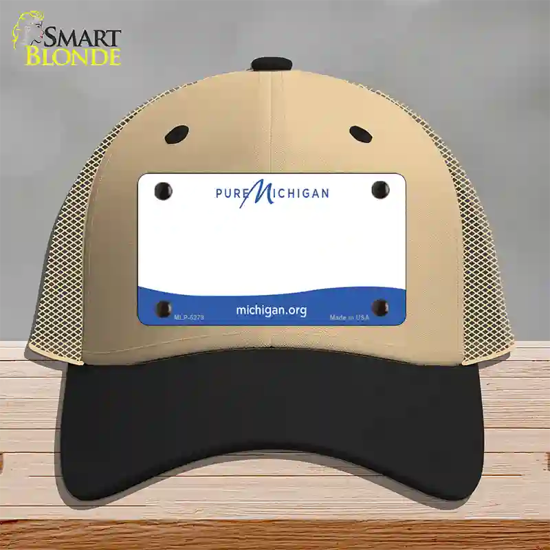 Pure Michigan Blank Novelty License Plate Hat Mesh / Khaki|Black