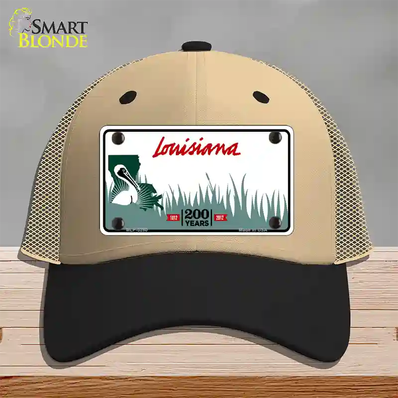 Louisiana 200 Years Blank Novelty License Plate Hat Mesh / Khaki|Black