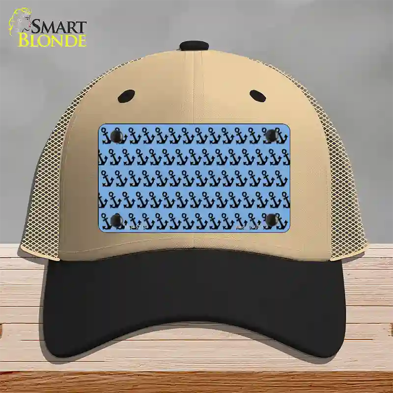 Light Blue Black Anchor Novelty License Plate Hat Mesh / Khaki|Black