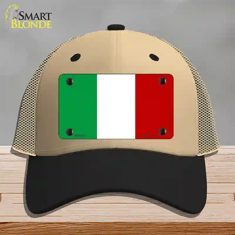 Italy Flag Novelty License Plate Hat Mesh / Khaki|Black