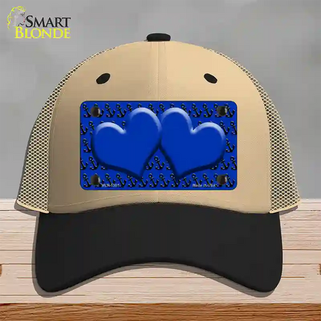 Blue Black Anchor Blue Heart CenterNovelty License Plate Hat Mesh / Khaki|Black