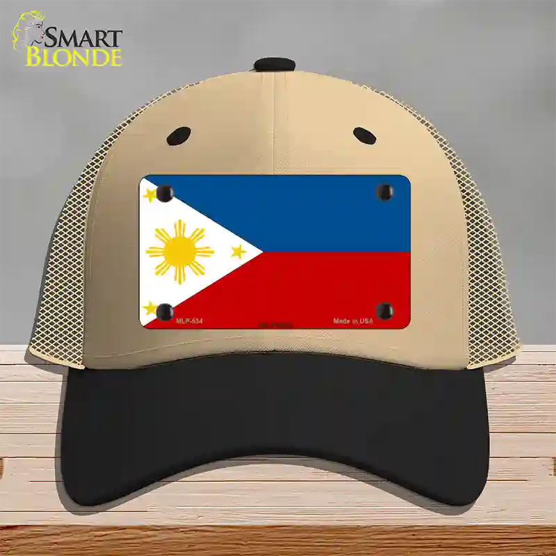 Philippines Flag Novelty License Plate Hat Mesh / Khaki|Black