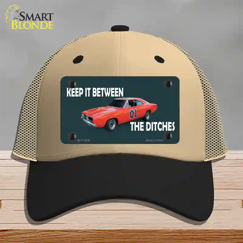 Between The Ditches Novelty License Plate Hat Mesh / Khaki|Black