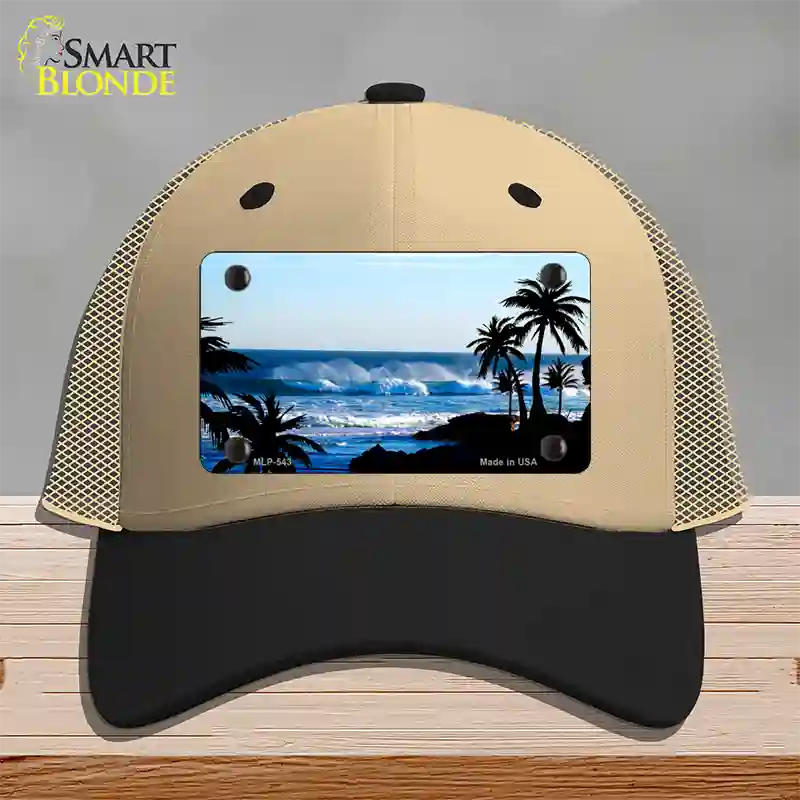 Ocean Wave Novelty License Plate Hat Mesh / Khaki|Black