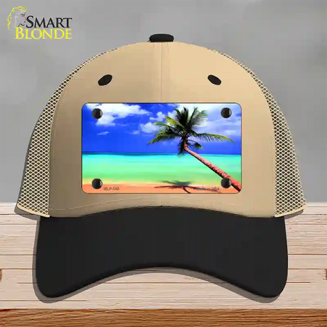 Ocean Sunrise Novelty License Plate Hat Mesh / Khaki|Black