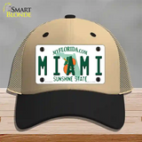 Miami Florida Novelty License Plate Hat Mesh / Khaki|Black