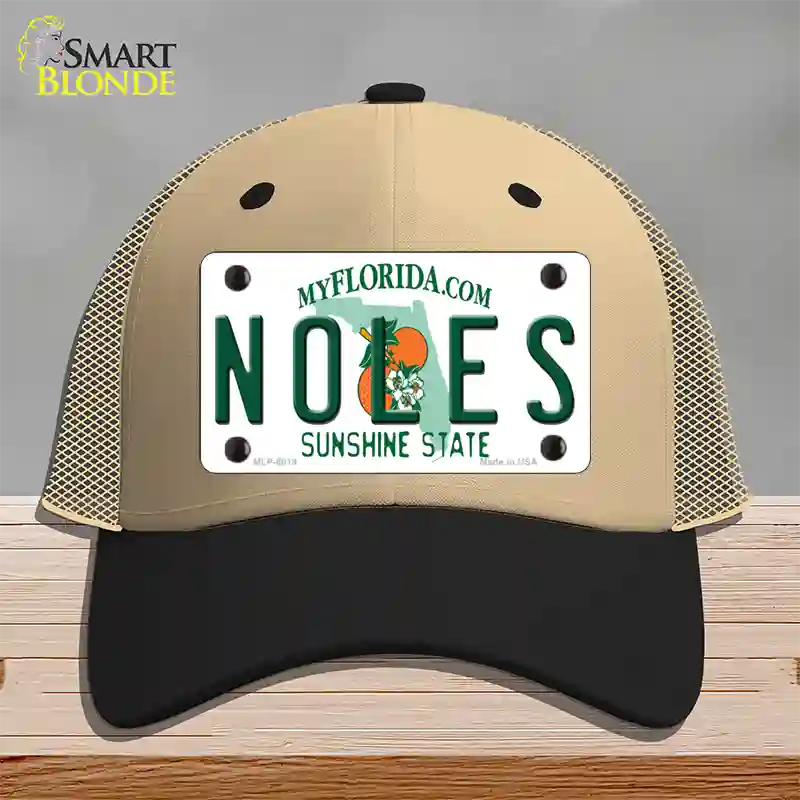 Noles Florida Novelty License Plate Hat Mesh / Khaki|Black