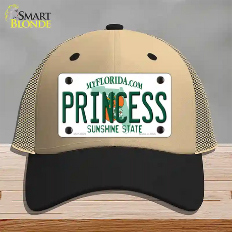 Princess Florida Novelty License Plate Hat Mesh / Khaki|Black