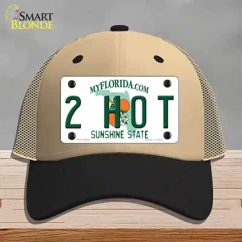 2 Hot Florida Novelty License Plate Hat Mesh / Khaki|Black