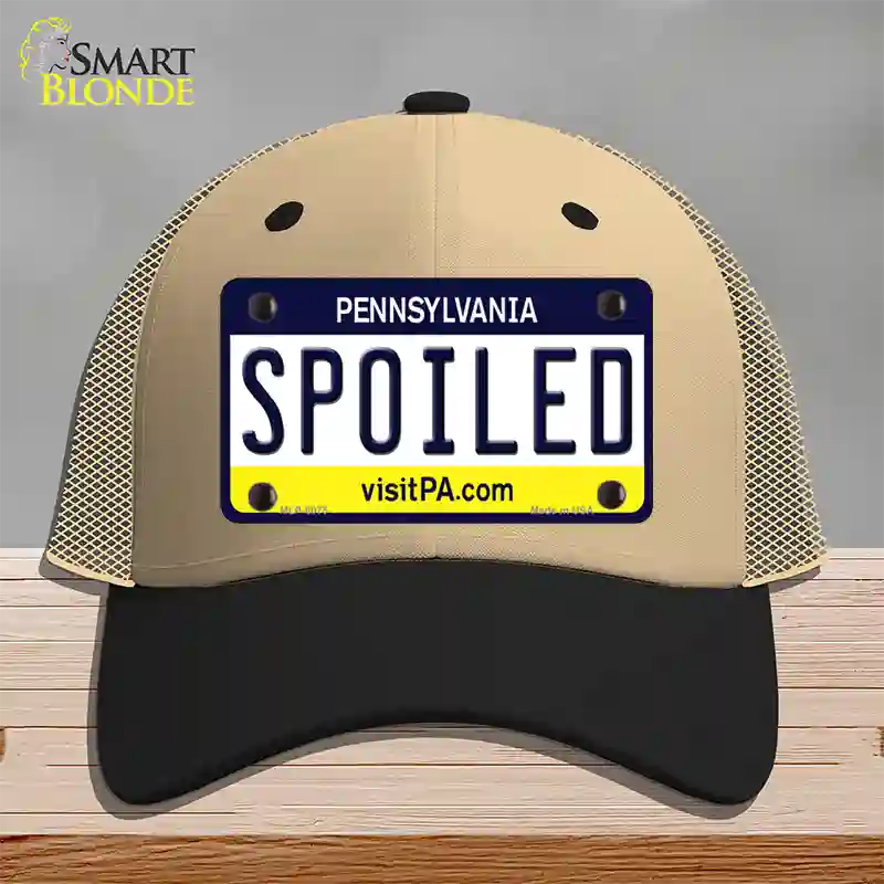 Spoiled Pennsylvania State Novelty License Plate Hat Mesh / Khaki|Black