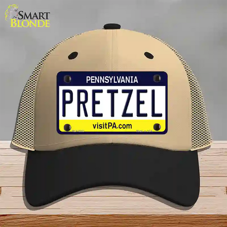 Pretzel Pennsylvania State Novelty License Plate Hat Mesh / Khaki|Black