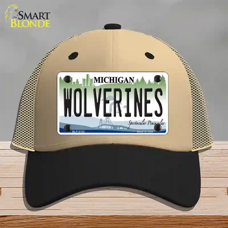 Michigan Wolverines Novelty License Plate Hat Mesh / Khaki|Black