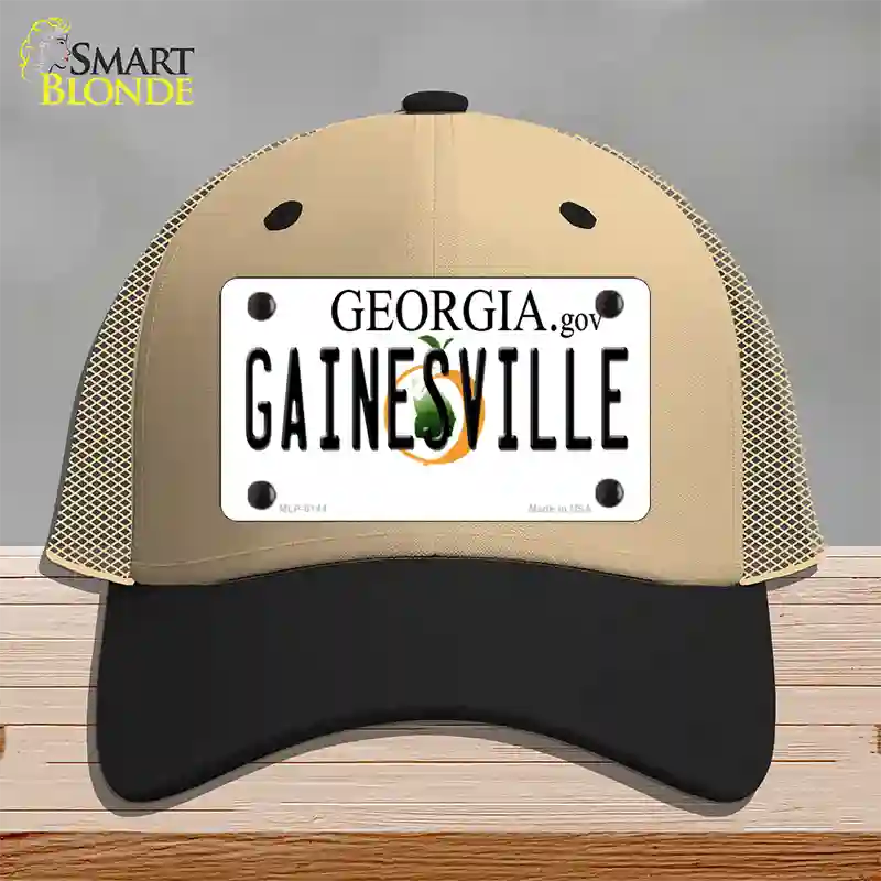 Gainesville Georgia Novelty License Plate Hat Mesh / Khaki|Black