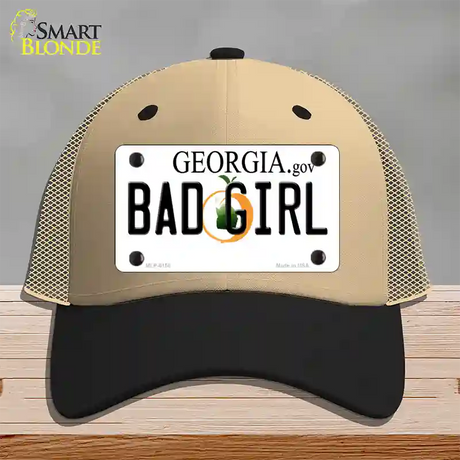 Bad Girl Georgia Novelty License Plate Hat Mesh / Khaki|Black