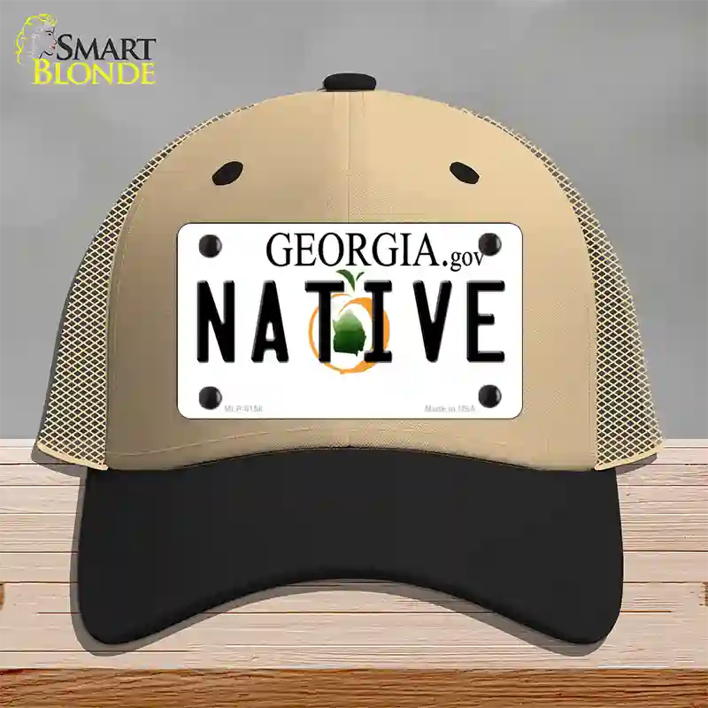 Native Georgia Novelty License Plate Hat Mesh / Khaki|Black