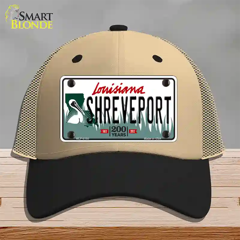 Shreveport Louisiana Novelty License Plate Hat Mesh / Khaki|Black