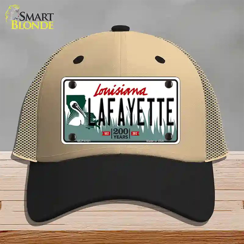 Lafayette Louisiana Novelty License Plate Hat Mesh / Khaki|Black