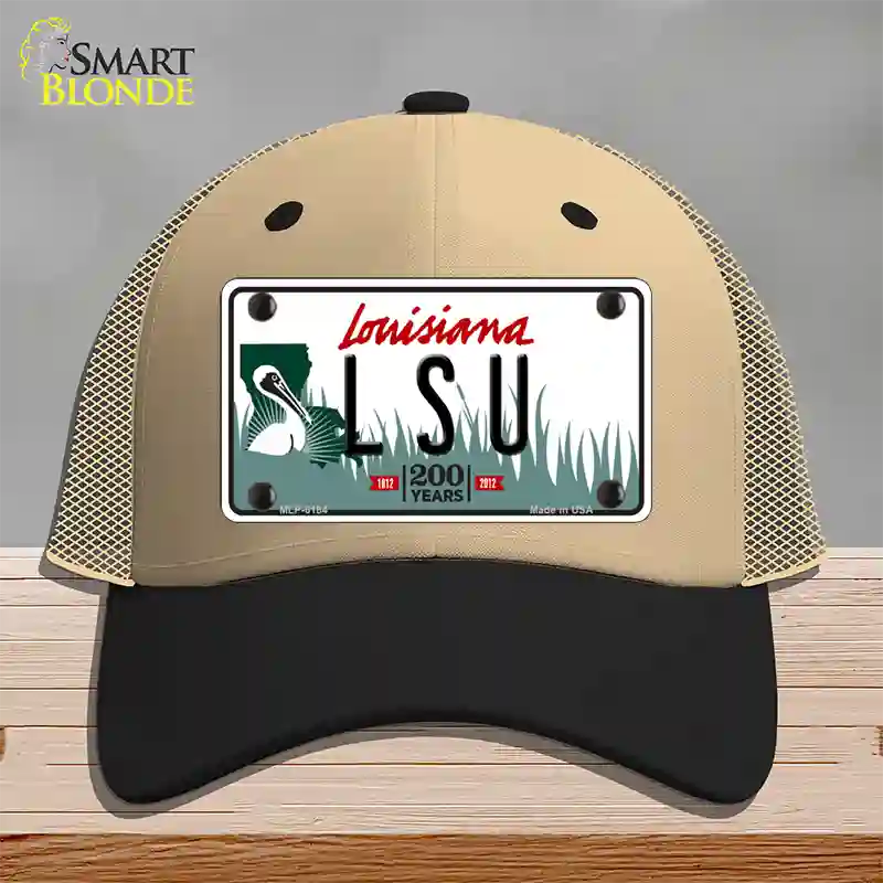 LSU Louisiana Novelty License Plate Hat Mesh / Khaki|Black