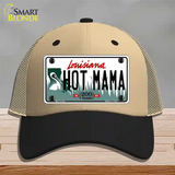 Hot Mama Louisiana Novelty License Plate Hat Mesh / Khaki|Black