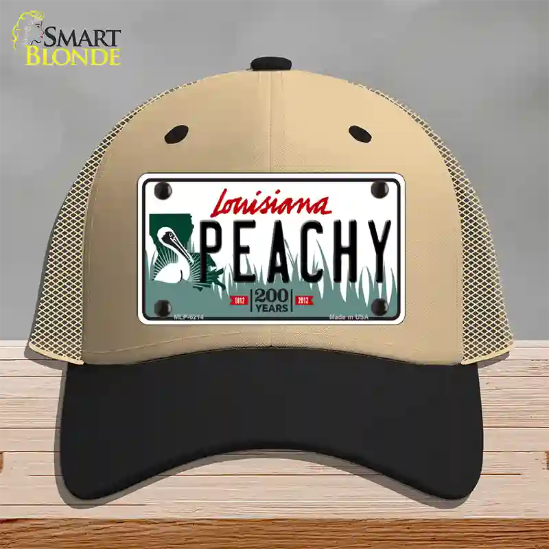 Peachy Louisiana Novelty License Plate Hat Mesh / Khaki|Black