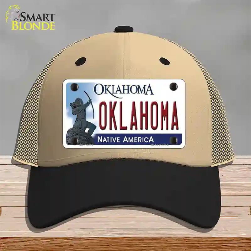 Oklahoma Novelty License Plate Hat Mesh / Khaki|Black