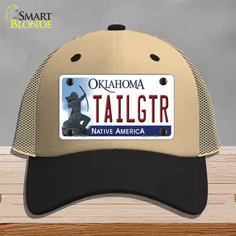 Tailgtr Oklahoma Novelty License Plate Hat Mesh / Khaki|Black