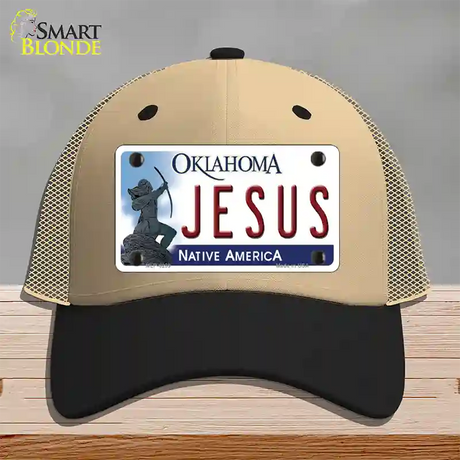 Jesus Oklahoma Novelty License Plate Hat Mesh / Khaki|Black