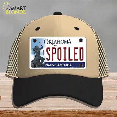 Spoiled Oklahoma Novelty License Plate Hat Mesh / Khaki|Black