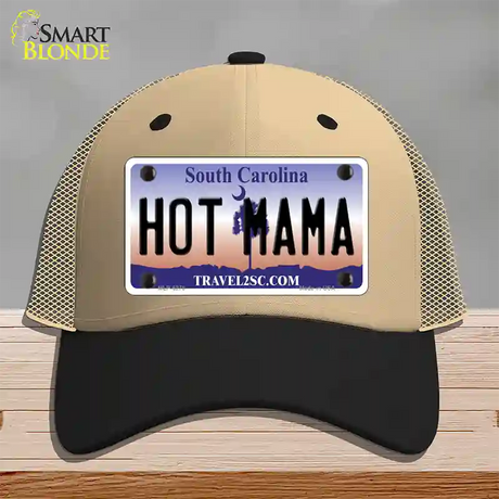 Hot Mama South Carolina Novelty License Plate Hat Mesh / Khaki|Black