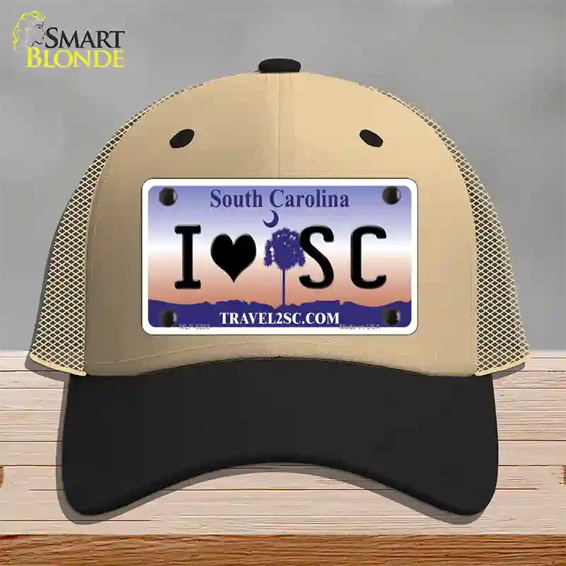 I Love South Carolina Novelty License Plate Hat Mesh / Khaki|Black