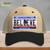 Believe South Carolina Novelty License Plate Hat Mesh / Khaki|Black