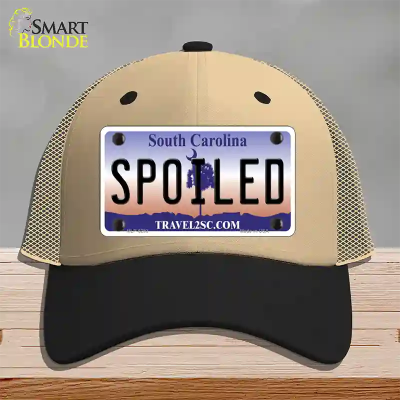 Spoiled South Carolina Novelty License Plate Hat Mesh / Khaki|Black