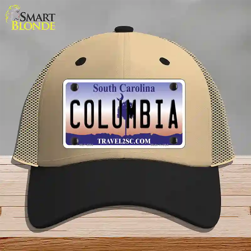 Columbia South Carolina Novelty License Plate Hat Mesh / Khaki|Black