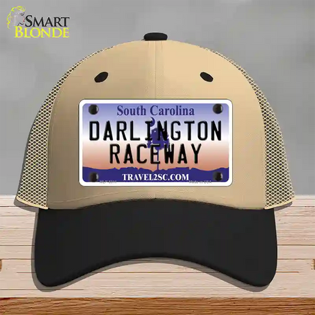 Darlington Raceway South Carolina Novelty License Plate Hat Mesh / Khaki|Black