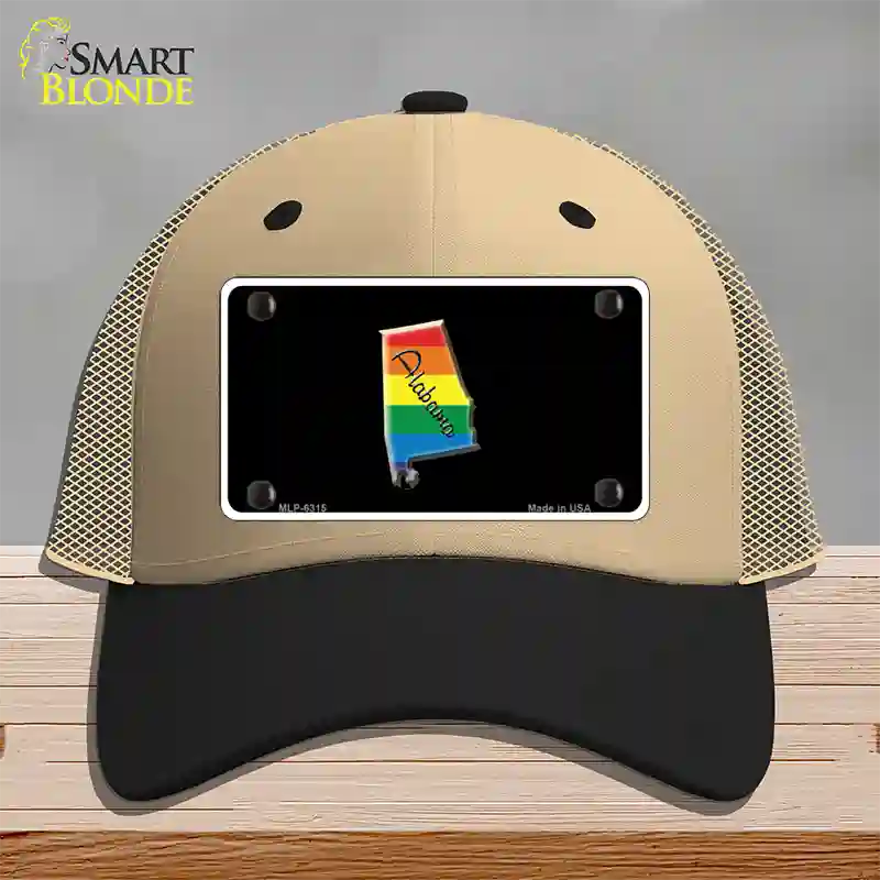 Alabama Rainbow Novelty License Plate Hat Mesh / Khaki|Black