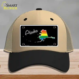 Alaska Rainbow Novelty License Plate Hat Mesh / Khaki|Black