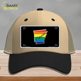 Arkansas Rainbow Novelty License Plate Hat Mesh / Khaki|Black