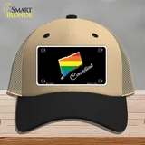 Connecticut Rainbow Novelty License Plate Hat Mesh / Khaki|Black